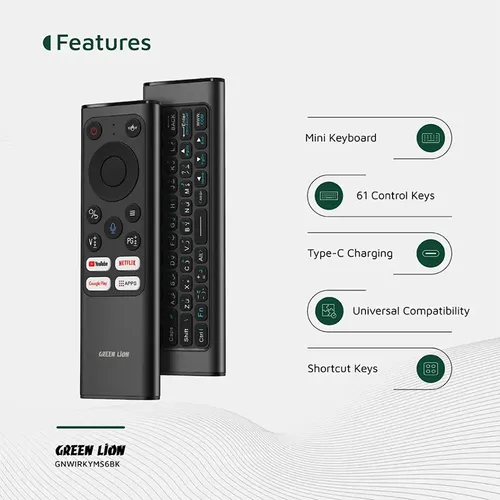 Green Lion Wireless Remote Pro with Keyboard and Mouse for Windows/MacOS/Android