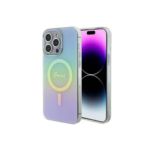 Guess IML Iridescent Script MagSafe Case for iPhone 15 Pro