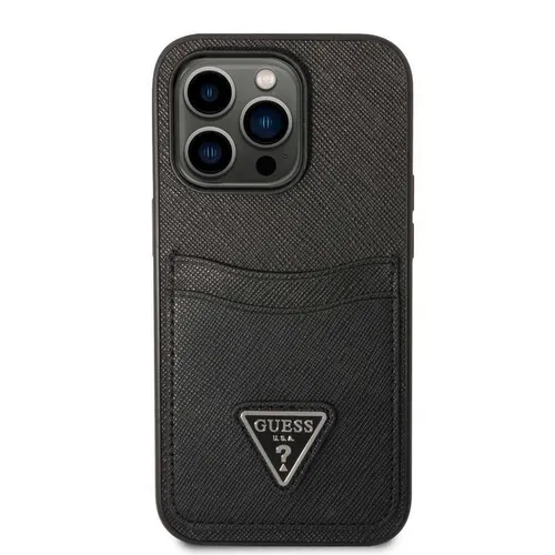 Guess Saffaino Case with Double Card Slot Black iPhone 15 Pro