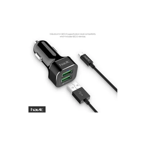 HAVIT HV-ST001 2USB+MICRO USB CAR CHARGER (1y)