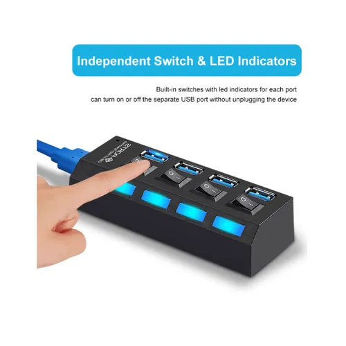 HI-SPEED USB 3.0 4 Port Hub Support 1TB