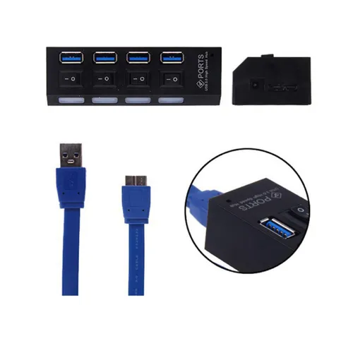 HI-SPEED USB 3.0 4 Port Hub Support 1TB