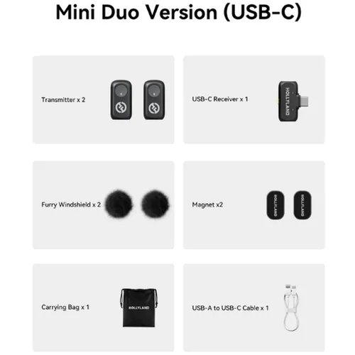 Hollyland Lark A1 Mini Duo with 2TX + 1 USB-C RX Wireless Microphone