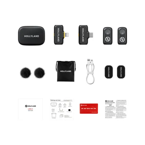 Hollyland Lark A1 Wireless Lavalier Microphone Combo with USB-C and Lightning Connectors