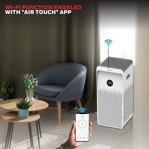 Honeywell Air Touch U1 Air Purifier For Home 4 Stage Filtration Covers 1085sq.ft PM 2.5 Level Display with WIFI &amp; ALEXA H13 HEPA &amp; Activated Carbon Filter Removes 99.99% Pollutants Micro Allergens