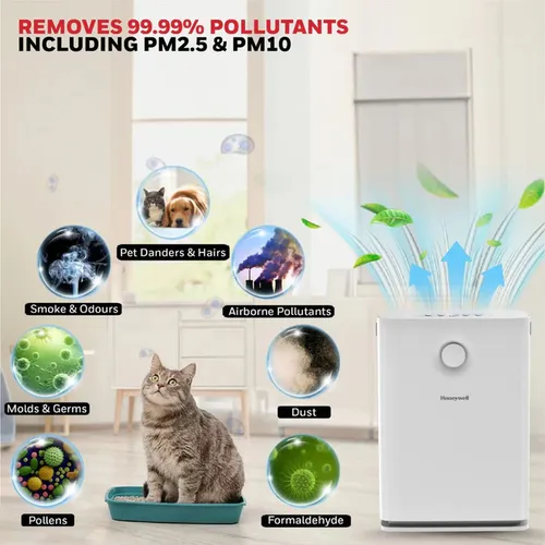 Honeywell Air Touch V3 Air Purifier for Home | 5-Stage Filter System with Pre H11 &amp; H13 HEPA Filters Activated Carbon | Covers 465 sq.ft | Removes 99.99% Pollutants &amp; Allergens