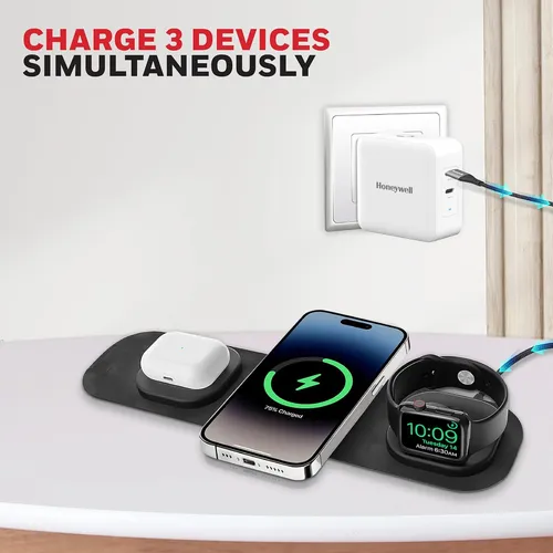 Honeywell Zest Wireless 3-in-1 Magnetic Foldable Charger
