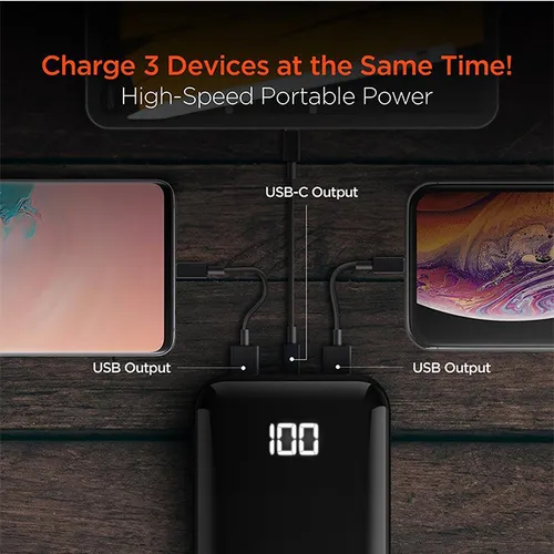 HyperGear 20K 15W Digital Display Dual USB + USB-C 20000mAh Power Bank