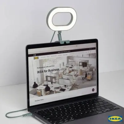 Ikea STÄNKREGN LED ring lamp, dimmable/turquoise