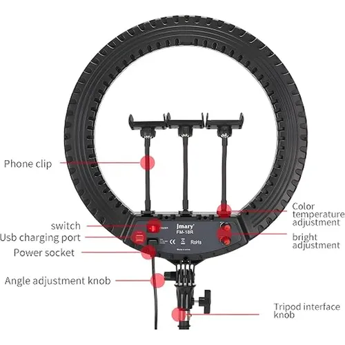 JMARY FM-18R 18 Inch Selfie Ring Light