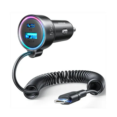 Joyroom fast car charger 3 in 1 with Lightning cable 1.5m 45W black (JR-CL08)