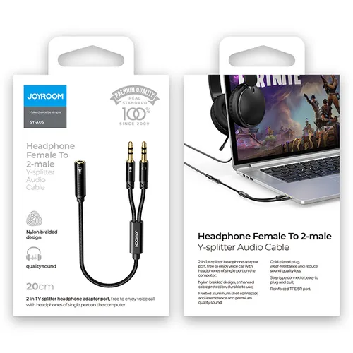 JOYROOM Headphone Female To 2-Male Y-Splitter Audio Cable SY-A05