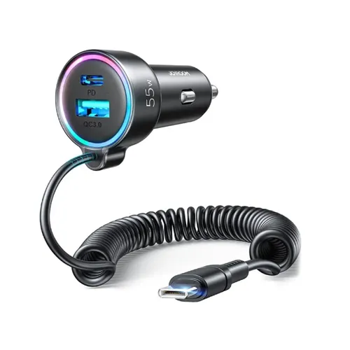 Joyroom JR-CL07 3-in-1 Wired Fast Car Charger 55W - USB-C
