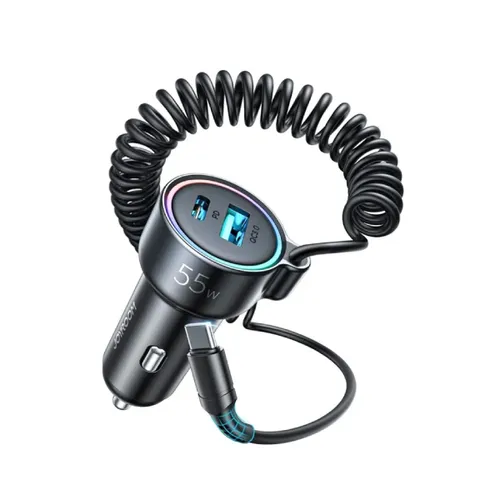 Joyroom JR-CL07 3-in-1 Wired Fast Car Charger 55W – USB-C