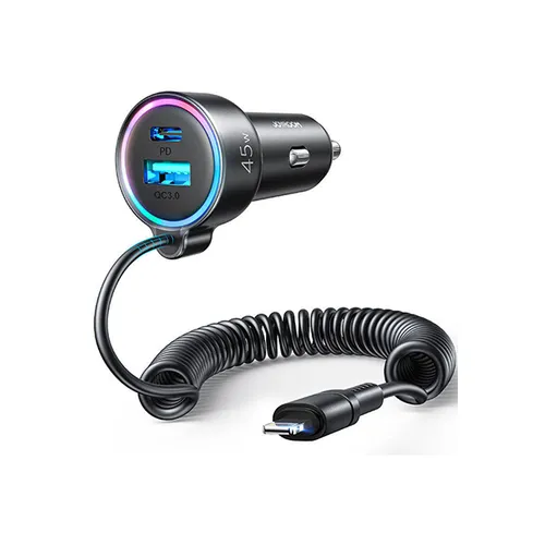 Joyroom JR-CL08 3-In-1 45w Lightning Wired Car Charger