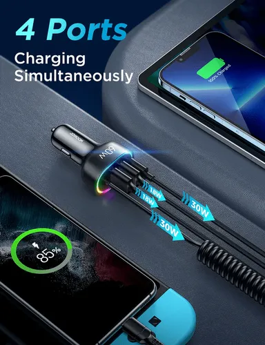 JOYROOM JR-CL19 4 in 1 USB+Type-C 60W Car Charger