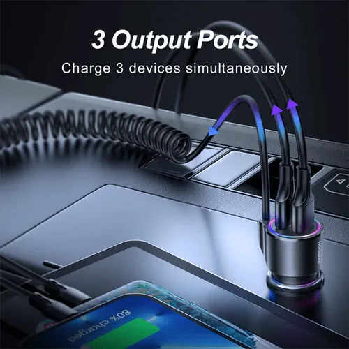 Joyroom JR-CL25 3-In-1 3.4A Lightning Wired Car Charger