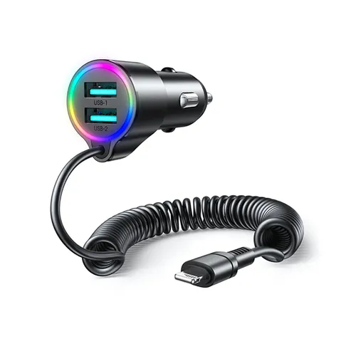 Joyroom JR-CL25 3-In-1 3.4A Lightning Wired Car Charger