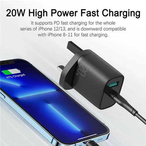 Joyroom L-QP2011 20W PD + QC3.0 Dual Port Travel Adapter with Type-C to Lightning Cable