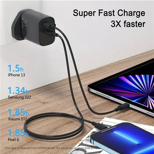 Joyroom L-QP2011 20W PD + QC3.0 Dual Port Travel Adapter with Type-C to Lightning Cable
