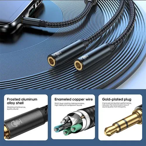 JOYROOM SY-A04 Headphone Male to 2 Female Y-Splitter Audio Cable