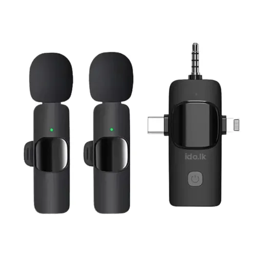 K15 3 in 1 Wireless Microphone With 2 Mic (3.5mm+Lightning+Type-C)