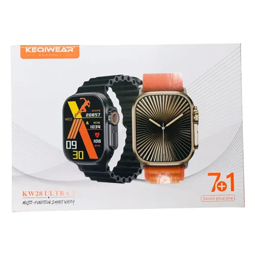 Keqiwear KW28 Ultra 3 Multi Function Smartwatch With 7 Straps