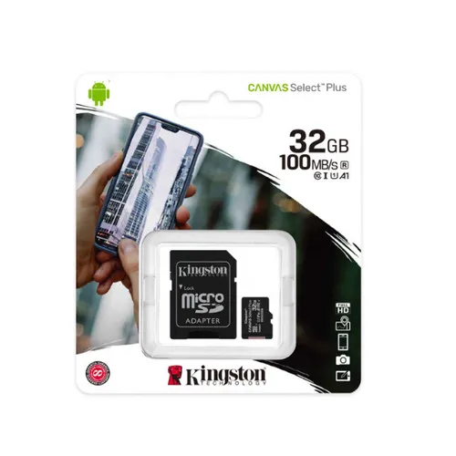 Kingston 32GB Canvas Select Plus 100MB/s microSD Memory Card