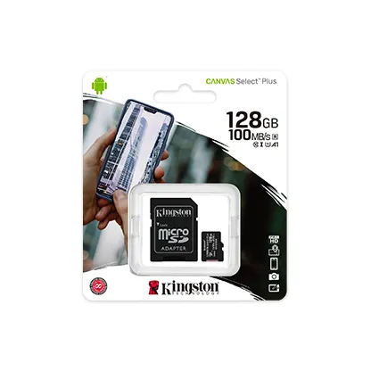 Kingston Canvas Select Plus 128GB microSD Card Class 10 UHS-I speeds up to 100MB/s with Adapter