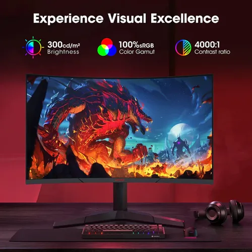 KOORUI 27E6QCA 27-inch VA QHD 180Hz Curved Gaming Monitor