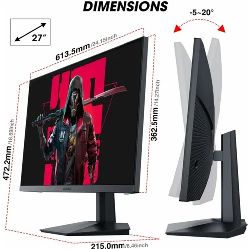 KOORUI GN07 27 inch 170Hz QHD IPS 2560x1440p GAMING MONITOR