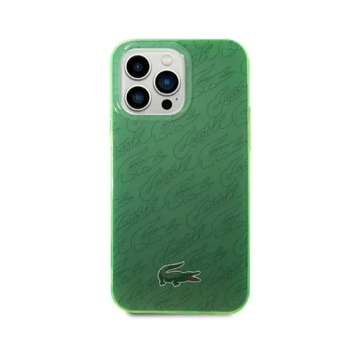 Lacoste Hard Case IML Double Layer & Dyed Bumper Signature Pattern Compatible with iPhone 14 Pro Max – Green