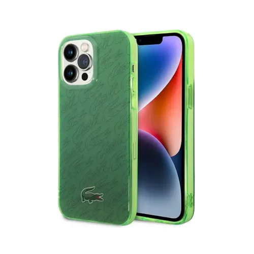 Lacoste Hard Case IML Double Layer & Dyed Bumper Signature Pattern Compatible with iPhone 14 Pro Max - Green
