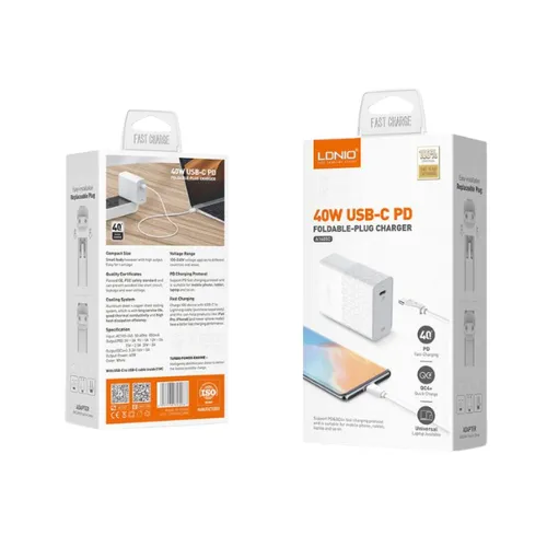 LDNIO A1405C 40W USB-C PD Foldable Plug Charger