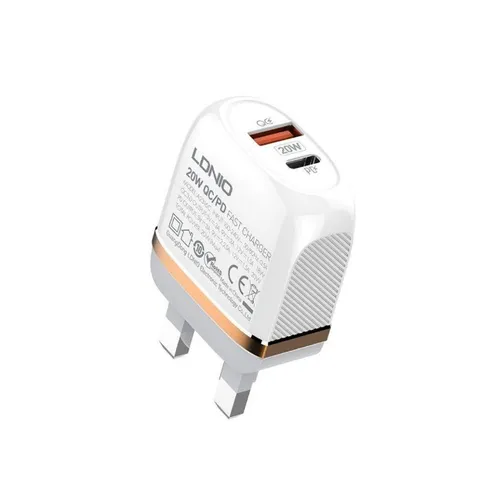 LDNIO A2316C 20W QC3.0 + PD UK Home Charge Adapter with Type-C to Lightning Cable