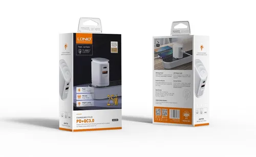 LDNIO A2423C 25W PD Charger with LED Lamp Wall Charger