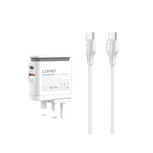 LDNIO A2423C PD+QC 3.0 Changeable Plug Charger + Type C-C Cable