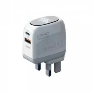 LDNIO A2522C 30W LED Display PD+QC 3.0 Fast Charger with Type-C to Type-C Cable