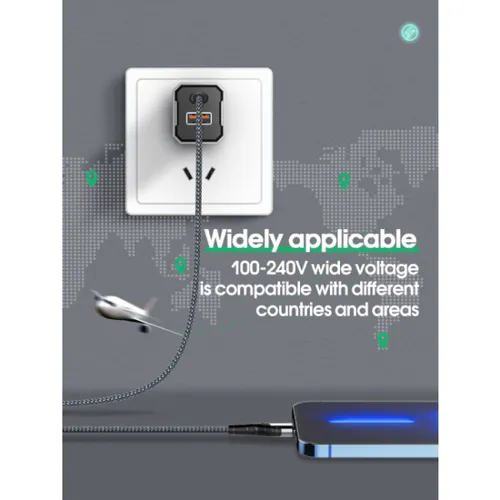 LDNIO A2527C 30W PD + QC3.0 Wall Charger & US with Type-C to Lightning Cable