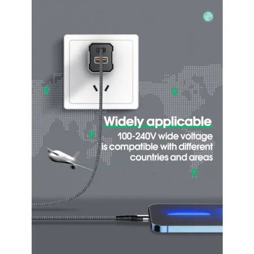 LDNIO A2527C 30W PD + QC3.0 Wall Charger – US Plug with Cable Type-C to Lightning & Type-C to Type-C
