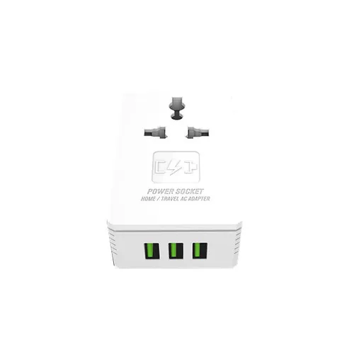 LDNIO A3306 2 in 1 Travel Converter Adapter with 3 USB Mobile Charger