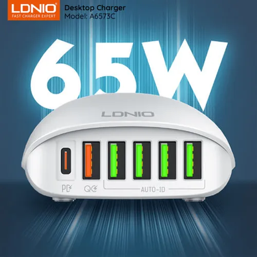 LDNIO A6573C 65W 6 USB Fast Charging Desktop Charger