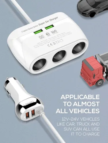 LDNIO C504 Socket Spiltter Super Car Charger 160w Total Power