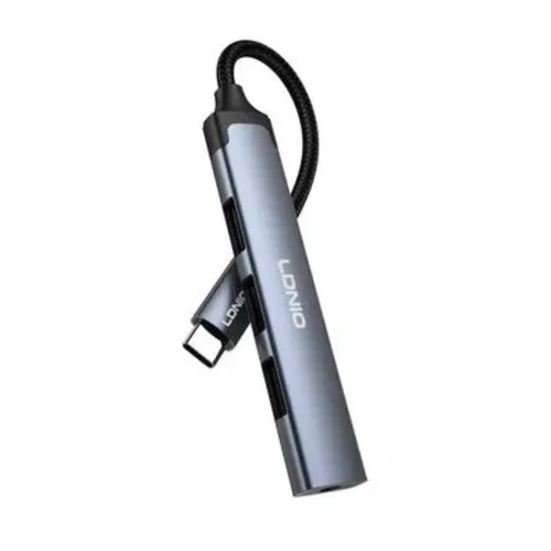 LDNIO DS-104C USB-C 2.0x3+3.5mm Audio Data Transmission Hub Adapter
