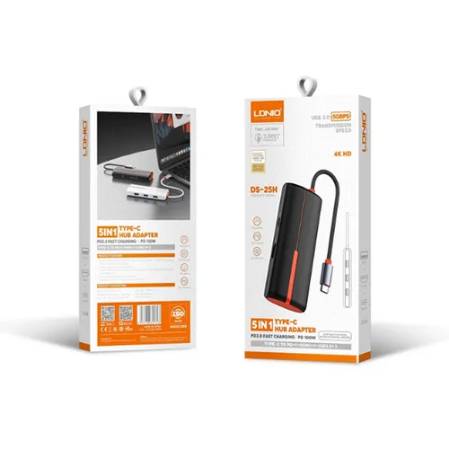 LDNIO DS-25H 5 in 1 4K HD USB Type-C Hub Adapter