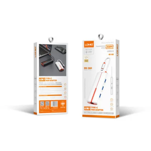 LDNIO DS-26H 6 In 1 Usb Type-C Hub Adapter