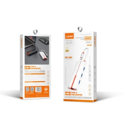 LDNIO DS-26H 6 In 1 USB Type-C Hub Adapter
