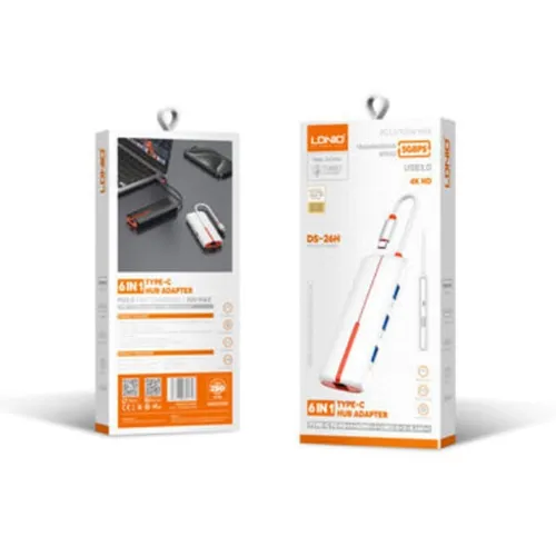 LDNIO DS-26H 6 in 1 USB Type-C Hub Adapter