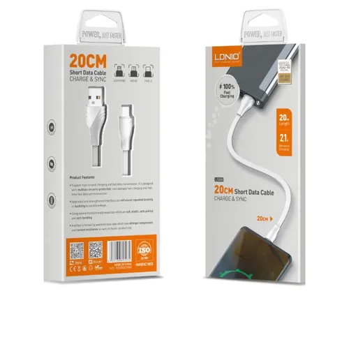 LDNIO LS550 Fast Charging USB to Lightning Short Cable