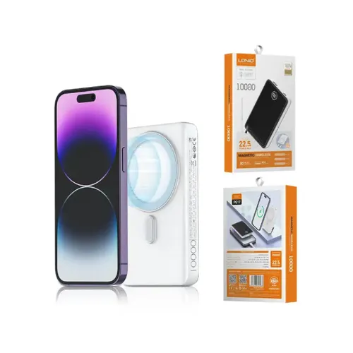 LDNIO PQ17 10000mAh Power bank External 22.5W Magnetic Wireless Charging Power Bank with LED Display